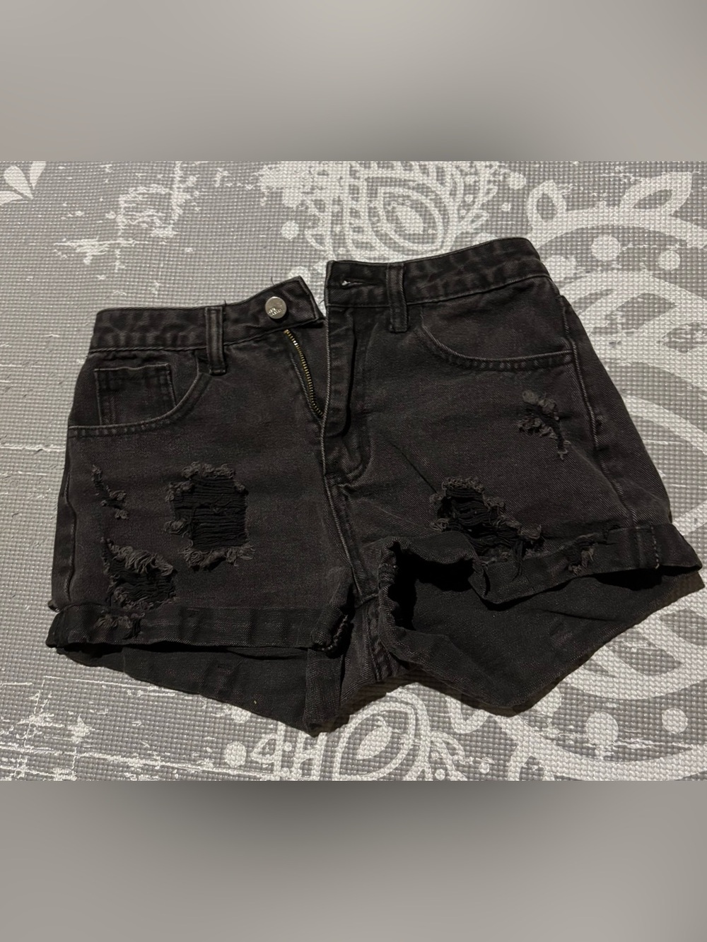 SHEIN Black Distressed Denim Jean Shorts